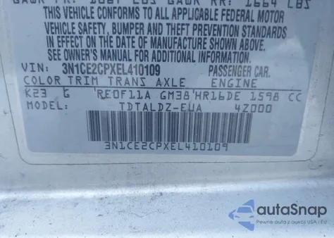 2014 Nissan Versa Note S (Sr)/S Plus/Sv from USA, damaged, VIN 3N1CE2CPXEL410109